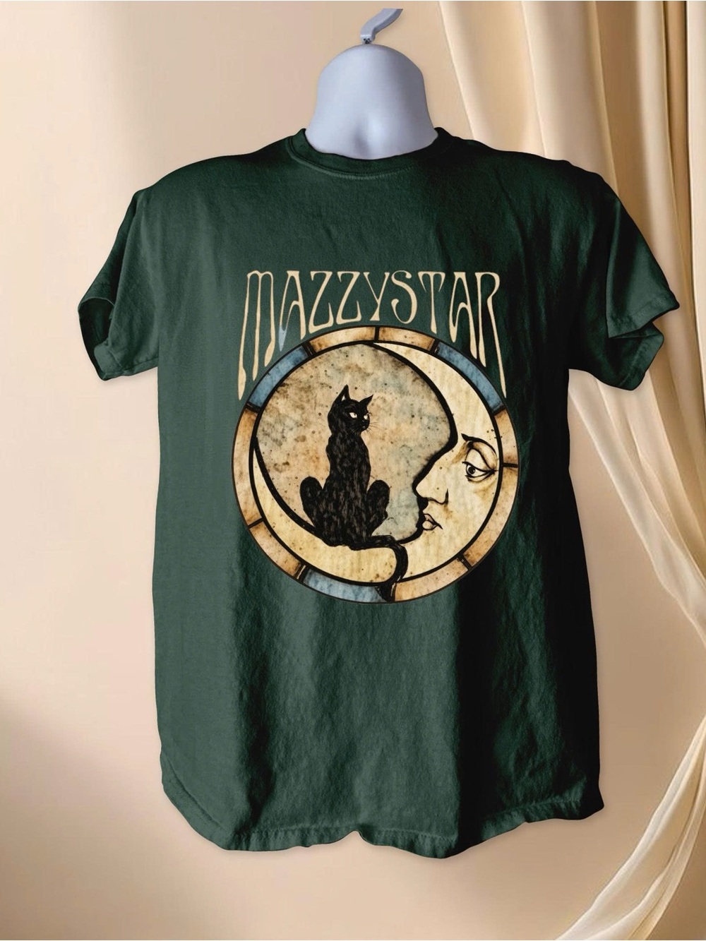 Gildan Dark Green Mazzystar Cat Graphic Tee